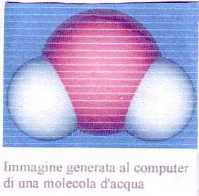 Molecola d'acqua rappresentata al computer
