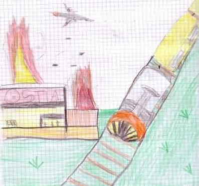 Disegno degli alunni: Il Bombardamento della stazione